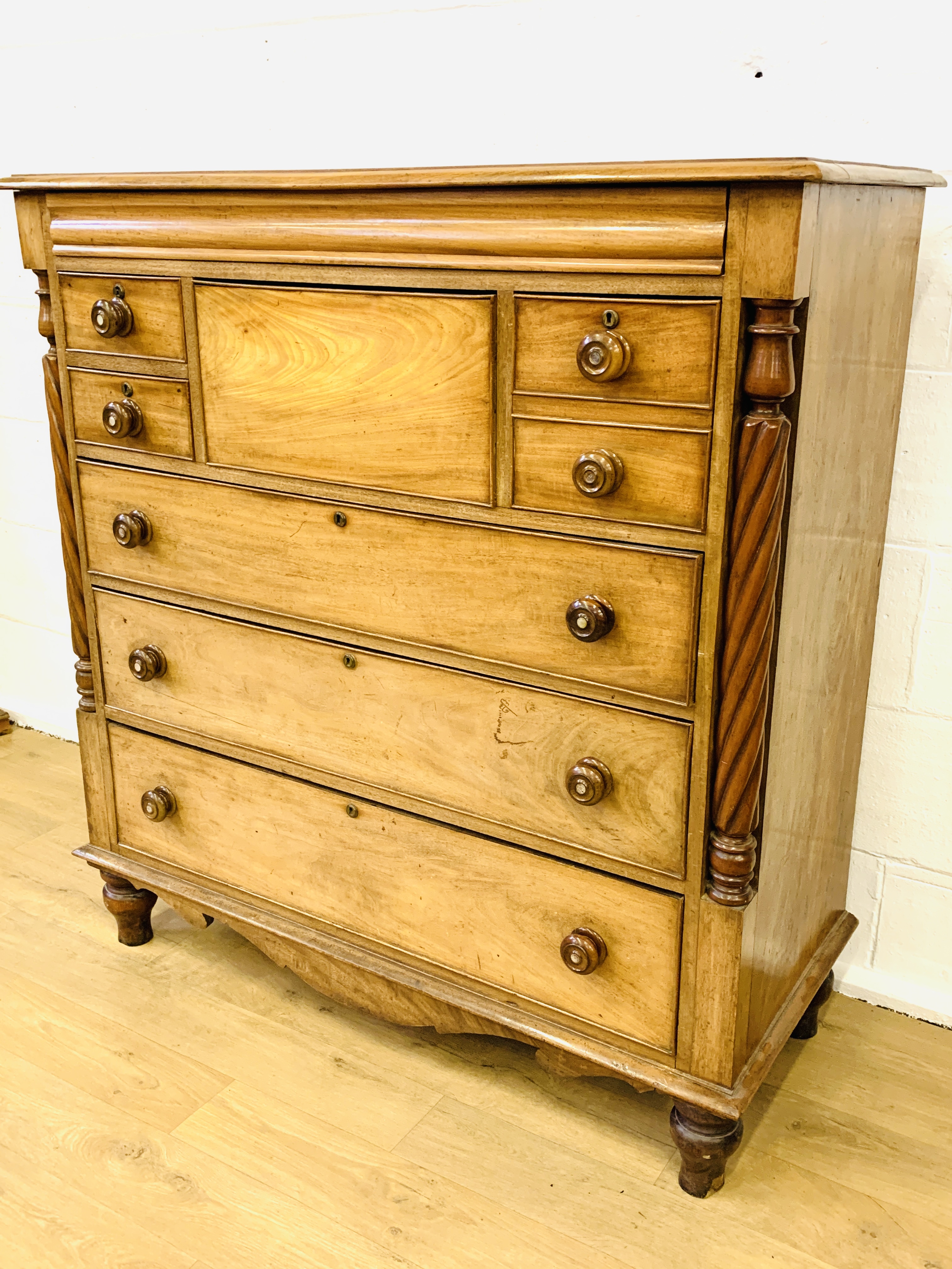 Scottish mahogany chest of four over three drawers - Image 2 of 8