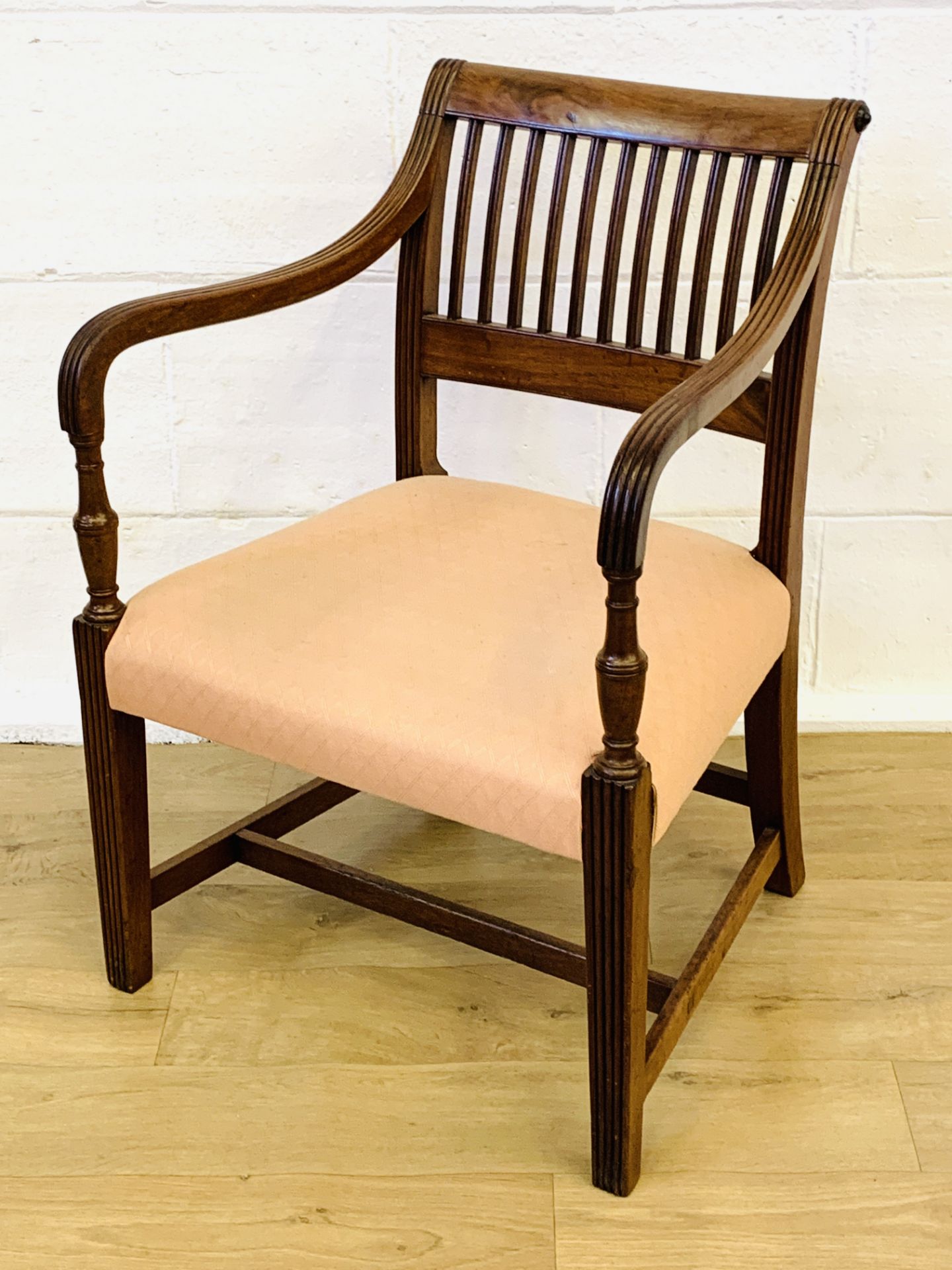 Mahogany show wood rail back armchair - Image 4 of 5