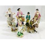 Eight continental porcelain figures