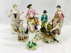 Eight continental porcelain figures