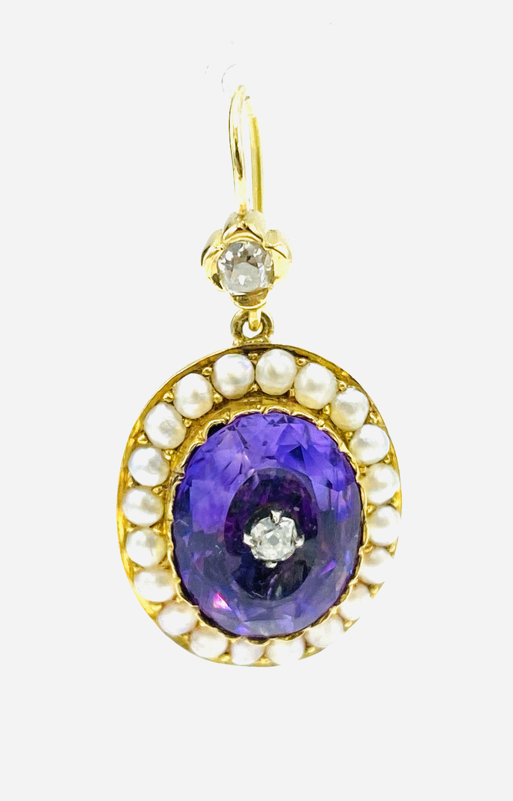 Victorian gold, amethyst and diamond pendant and earring set - Image 7 of 10