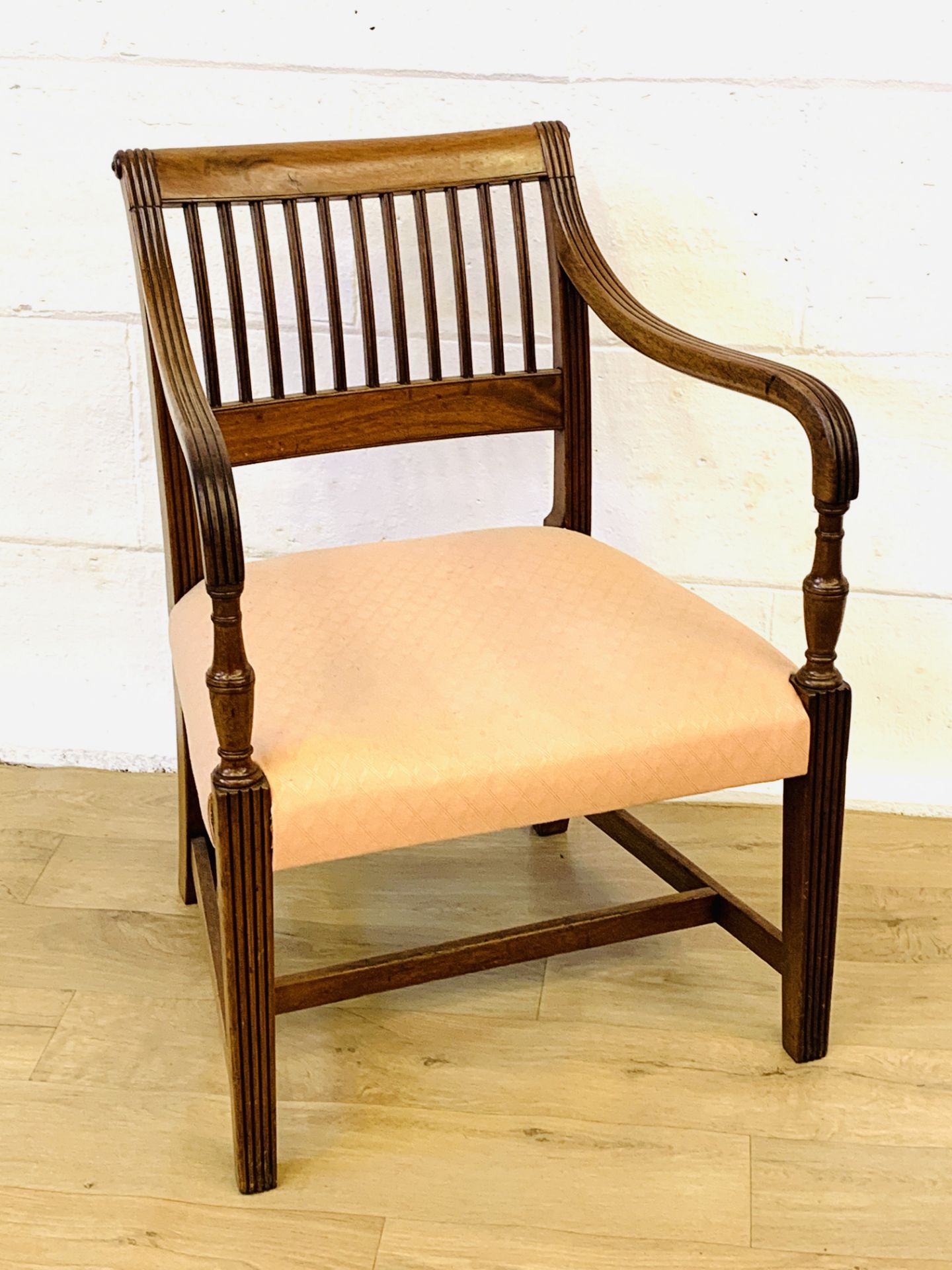 Mahogany show wood rail back armchair - Image 2 of 5