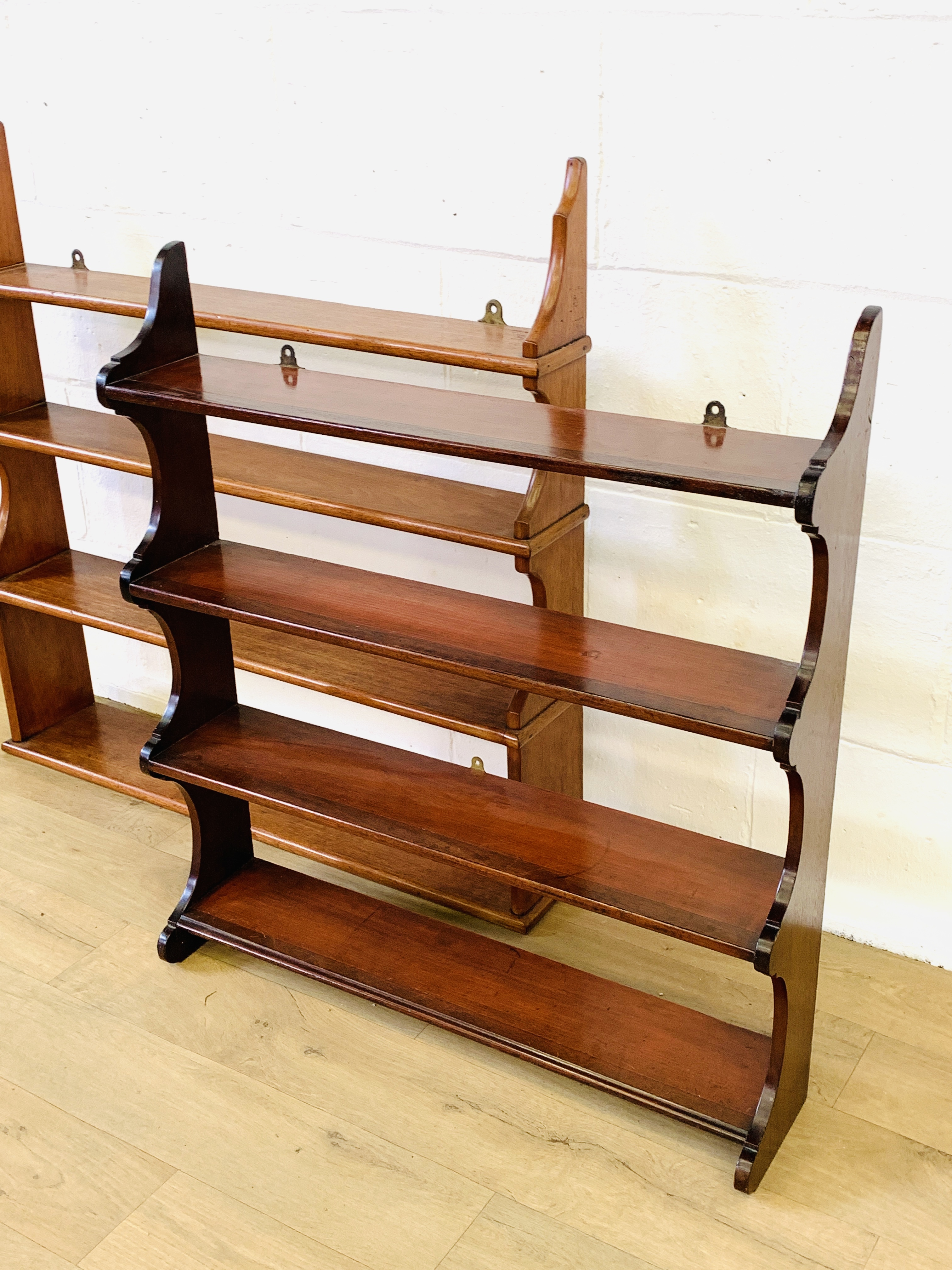 Two sets of mahogany wall mounted shelves - Image 2 of 4