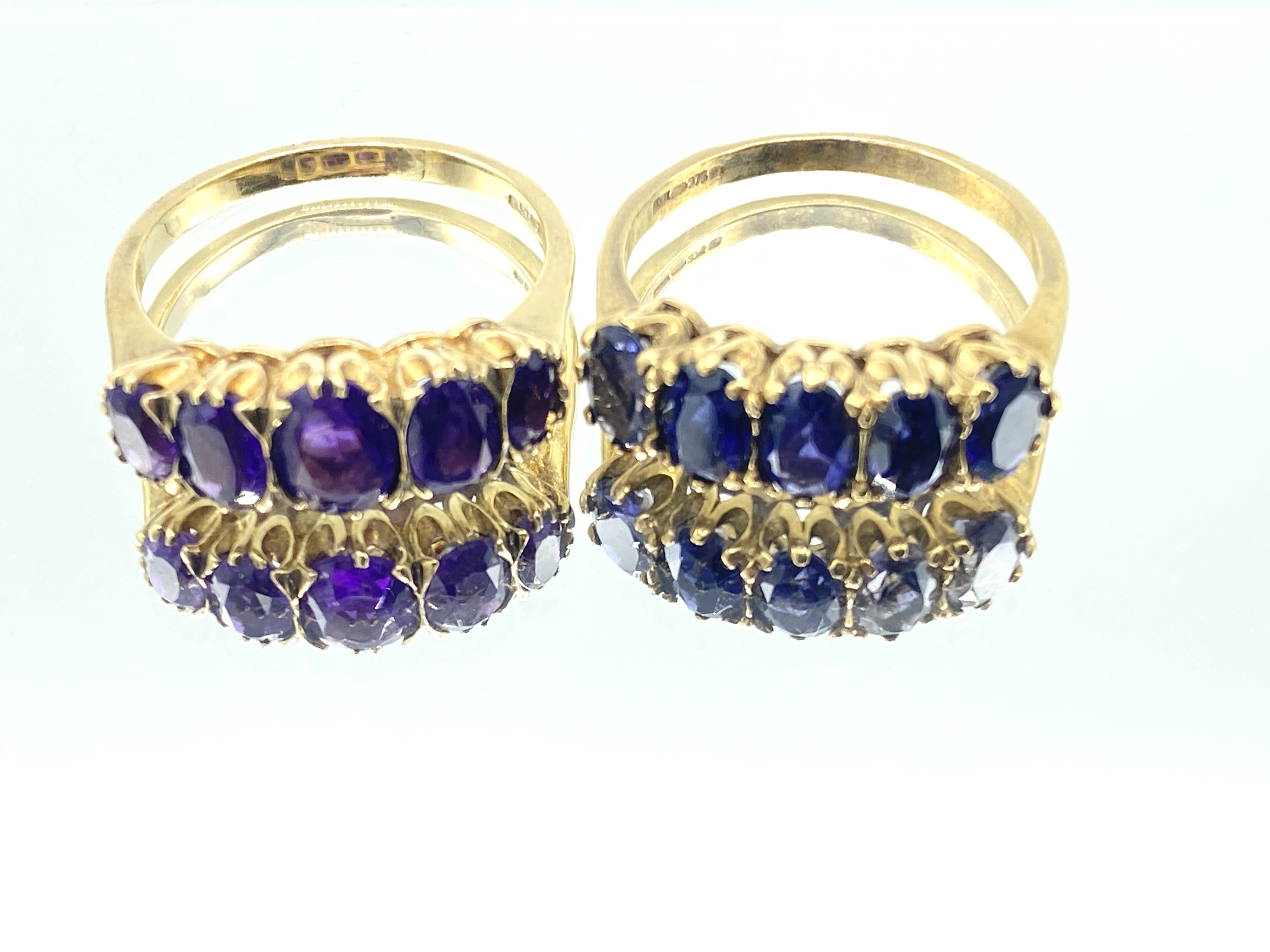 Two 9ct gold and 5 stone rings