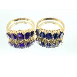 Two 9ct gold and 5 stone rings
