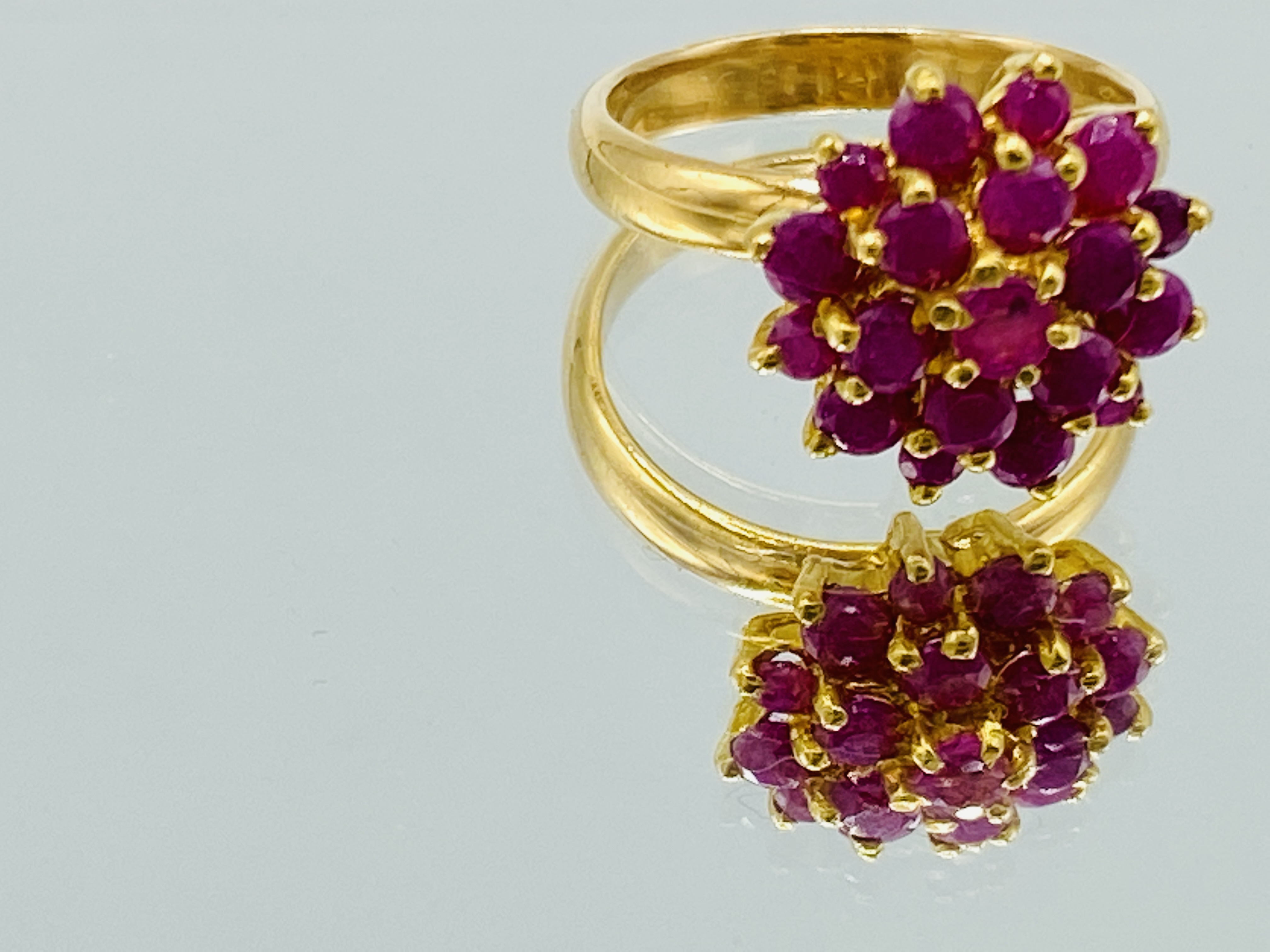 22ct gold ruby cluster ring