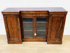 Mahogany breakfront sideboard with glazed centre cupboard