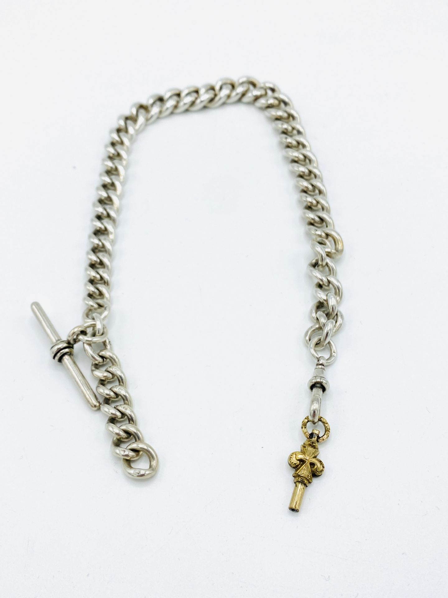 Silver fob chain - Image 3 of 6