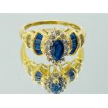 9ct Gold sapphire and diamond Art Deco style cocktail ring