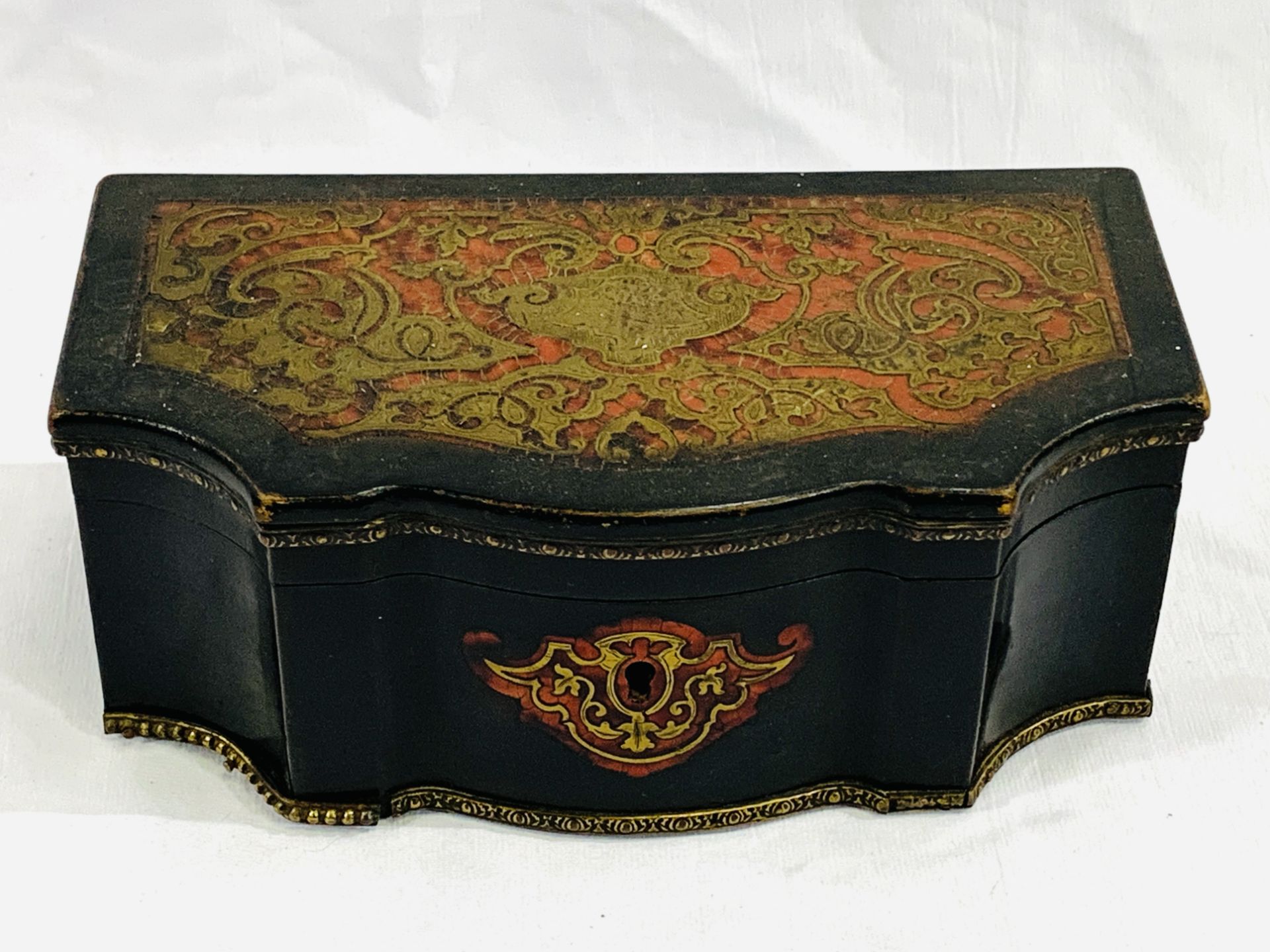 Ebonised wood and boulle work box