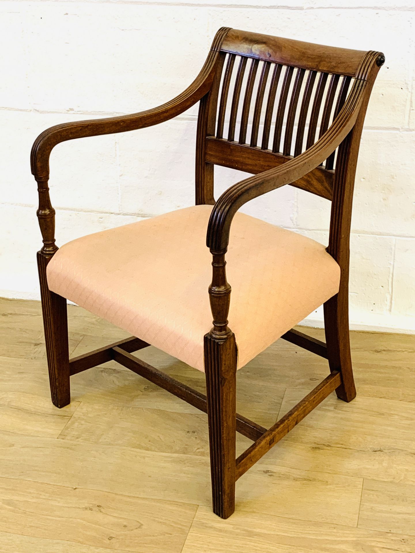 Mahogany show wood rail back armchair - Image 5 of 5