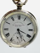 A silver cased pocket watch