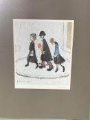 Signed print by L.S. Lowry, 'The Family'