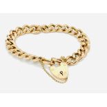 Gold curb and padlock bracelet