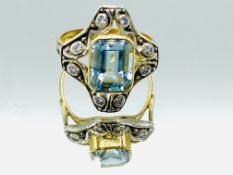 18ct gold, aquamarine and diamond ring