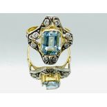 18ct gold, aquamarine and diamond ring