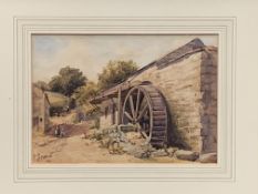 E. Hill - Watercolour of a mill