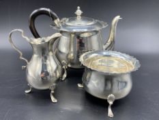 Victorian silver teapot and sugar bowl, 1889; silver milk jug 1904