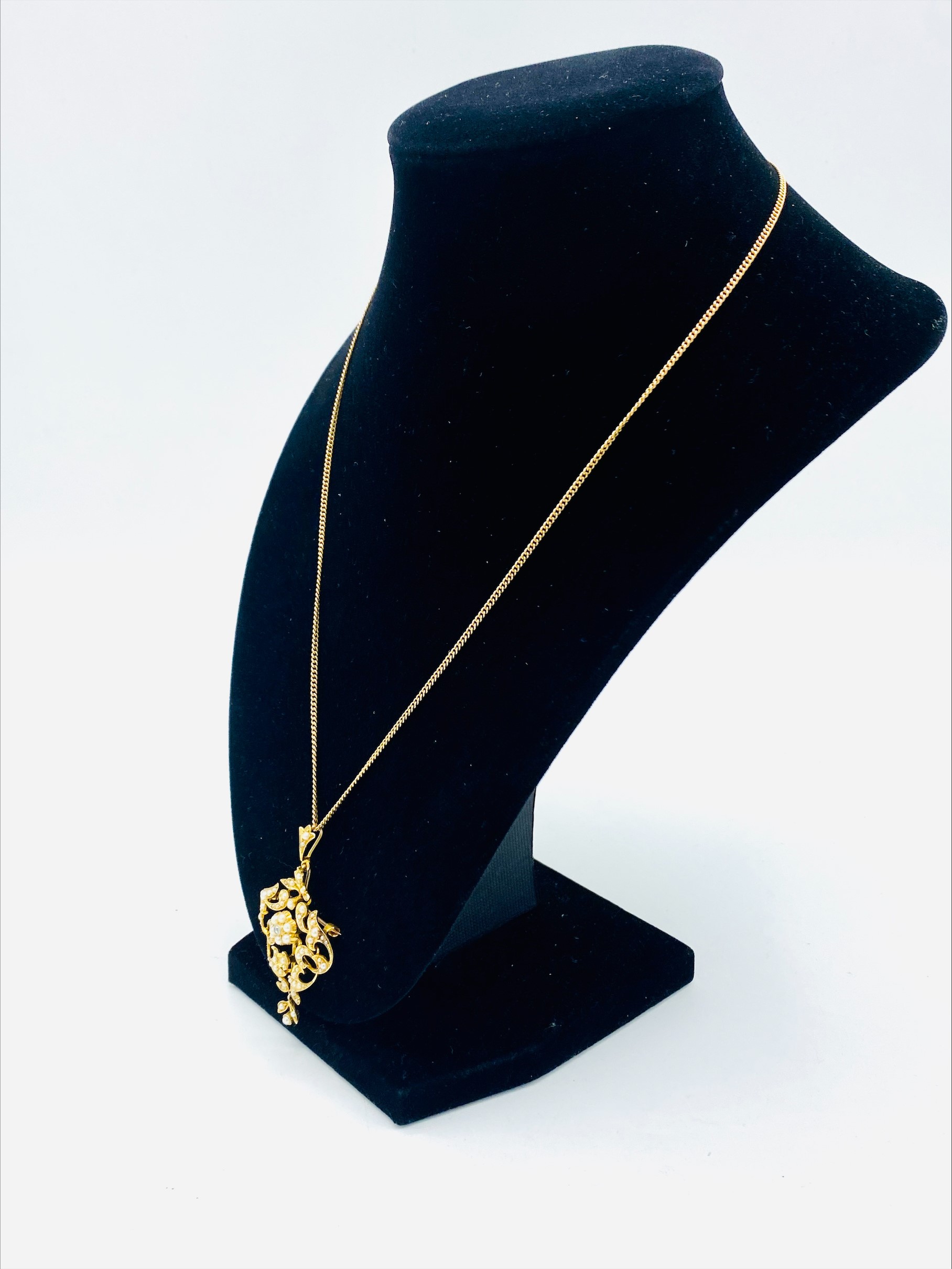 Edwardian 15ct gold lavalier necklace - Image 4 of 4