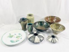 A collection of studio pottery