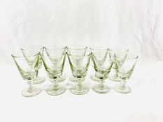 Ten 19th century wine glasses