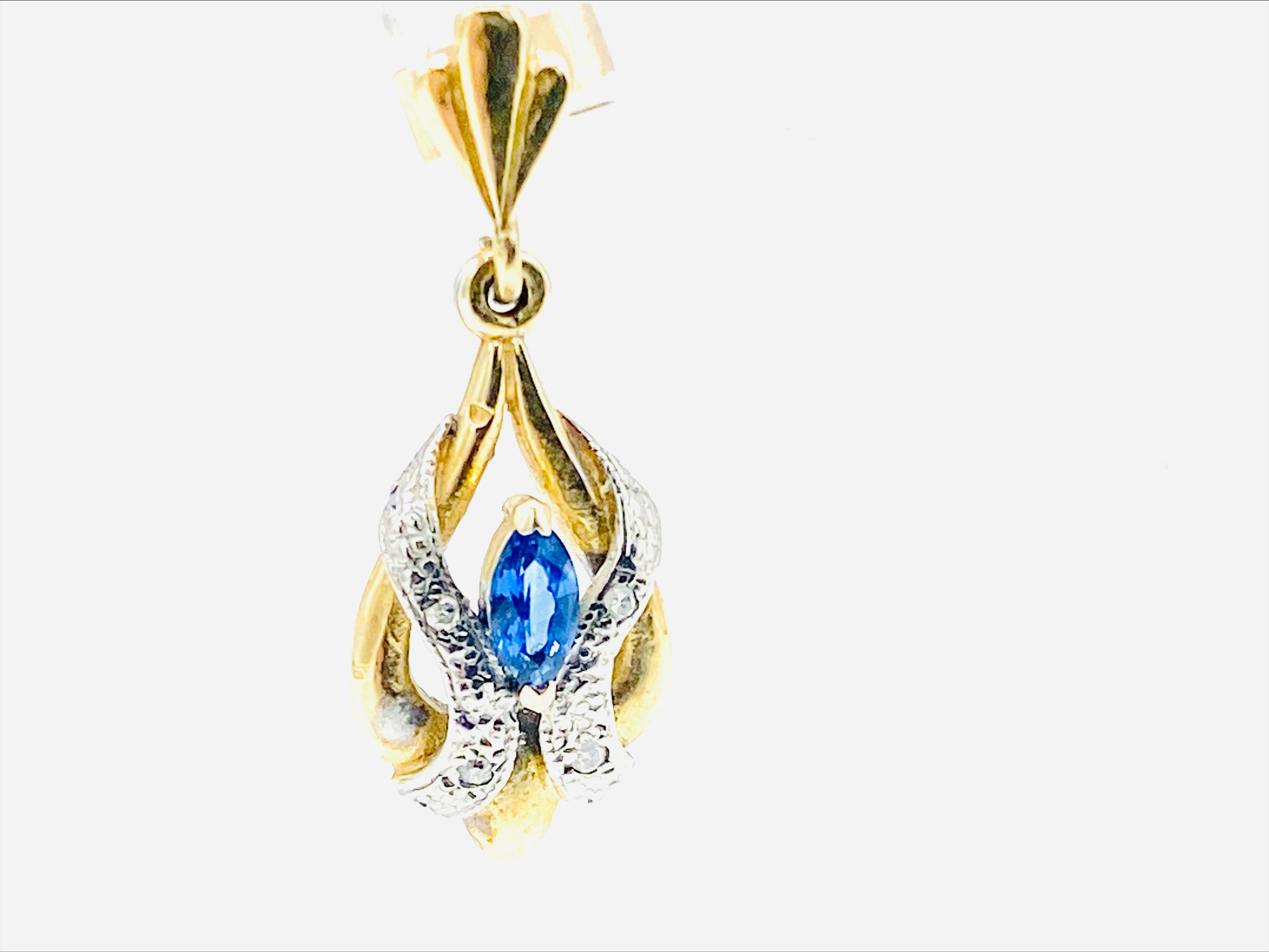 9ct gold sapphire and diamond earrings and matching pendant - Image 8 of 9