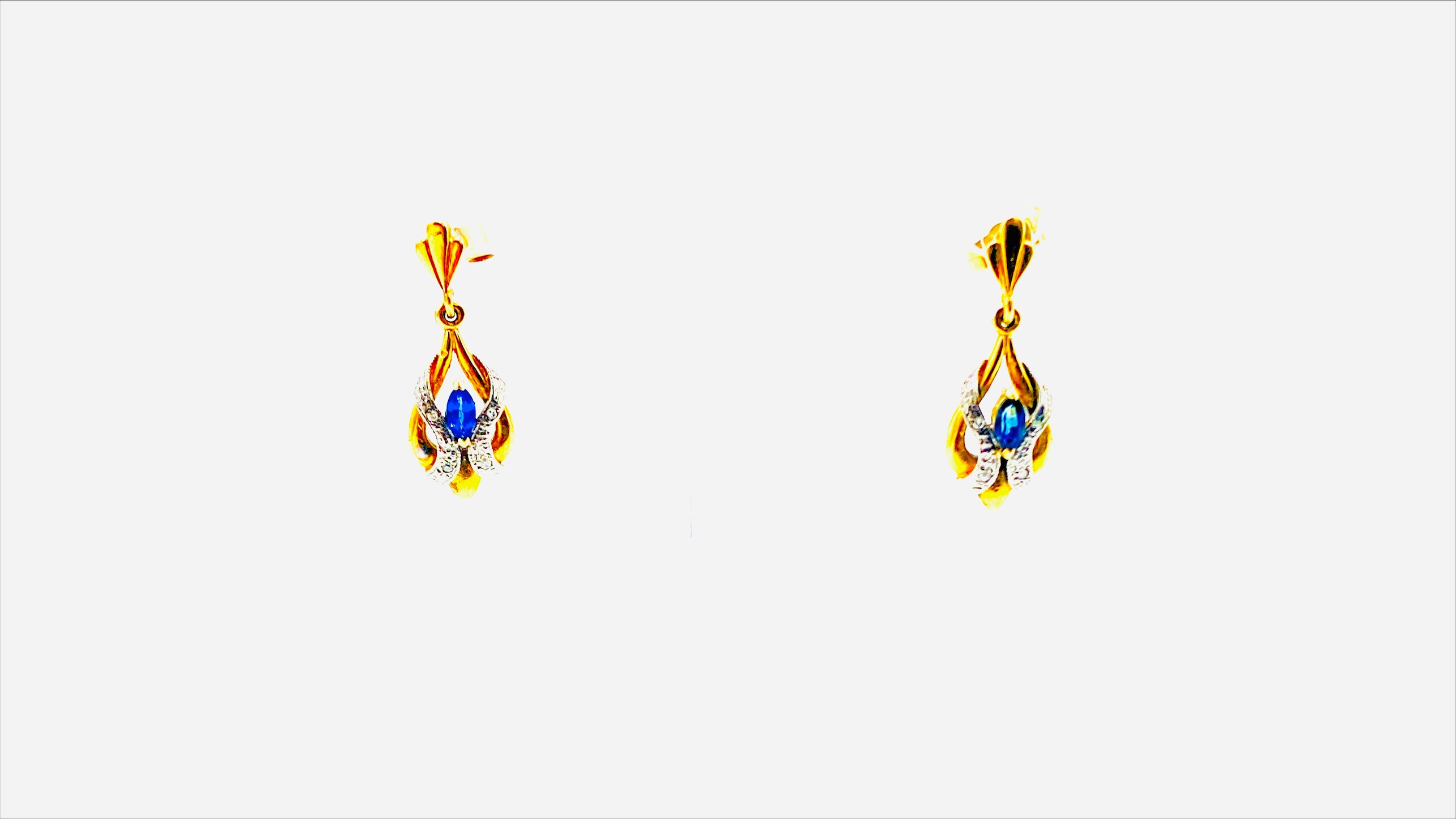 9ct gold sapphire and diamond earrings and matching pendant - Image 2 of 9