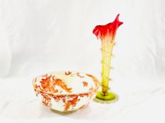 Royal Crown Derby bowl together with a glass vase