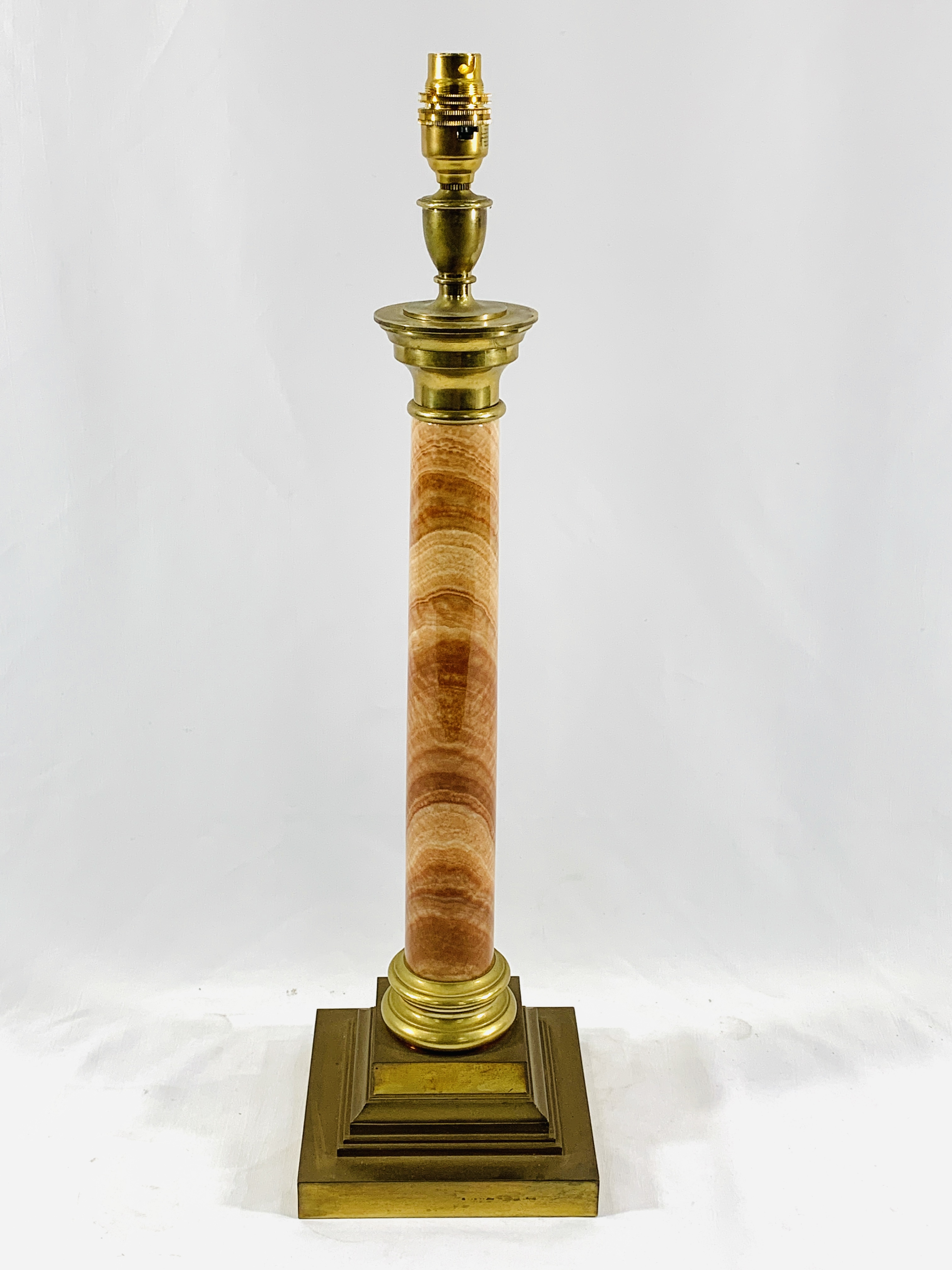 Marble column table lamp