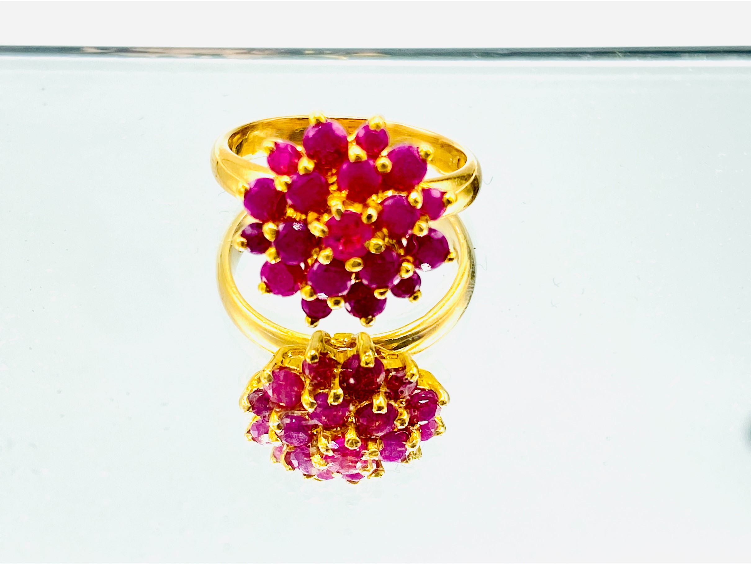 22ct gold ruby cluster ring