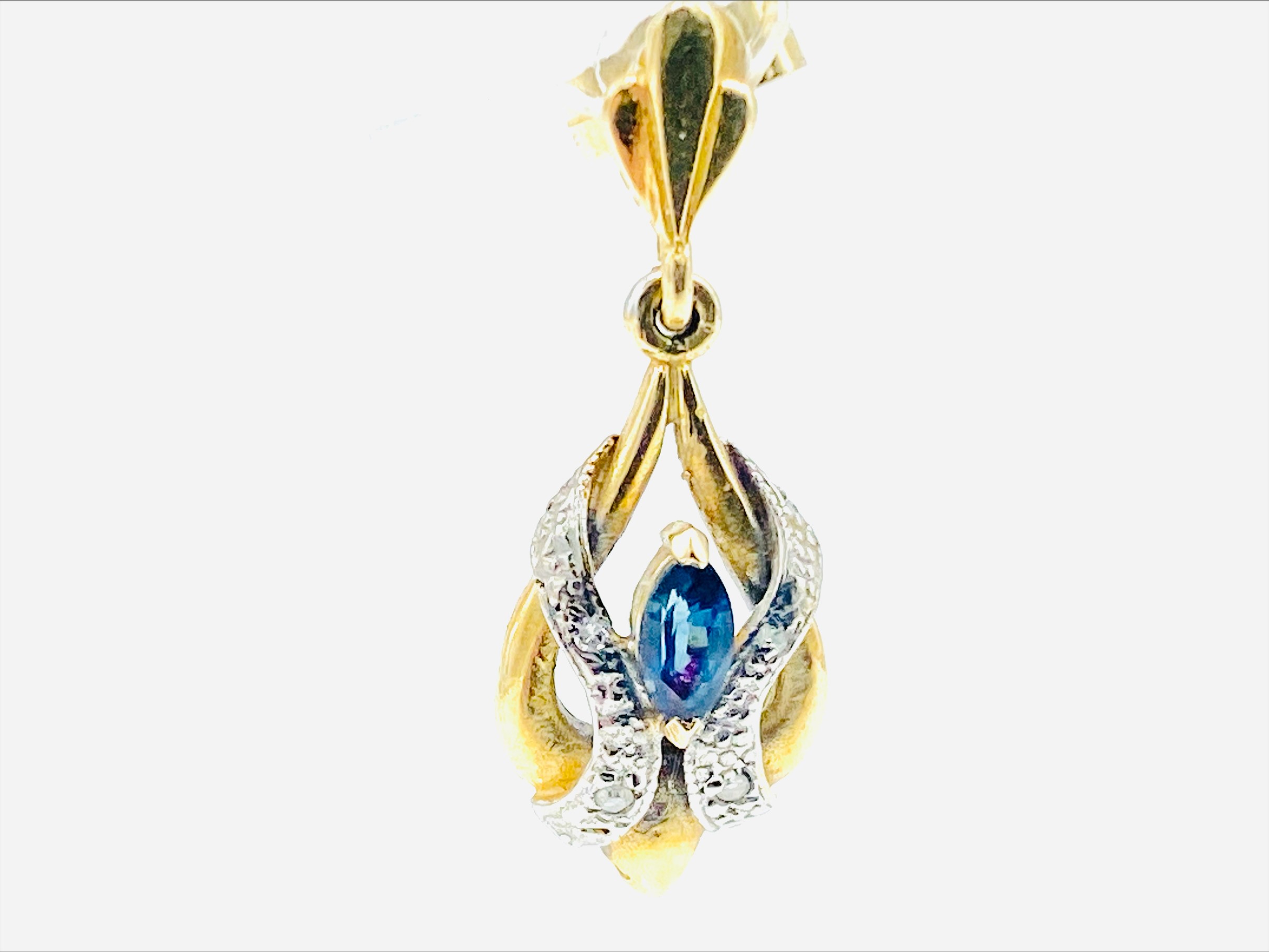 9ct gold sapphire and diamond earrings and matching pendant - Image 9 of 9