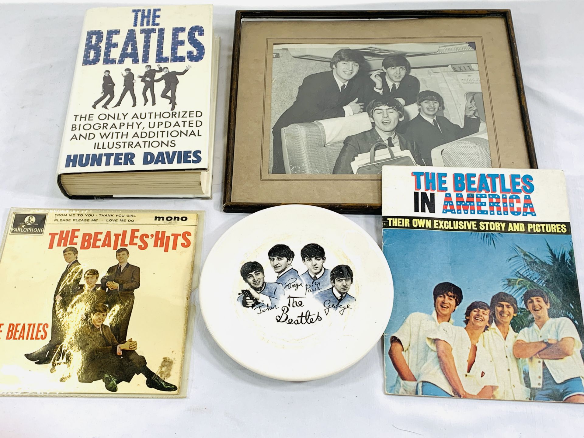 Beatles Hits EP, signed to reverse and a collection of Beatles memorabilia