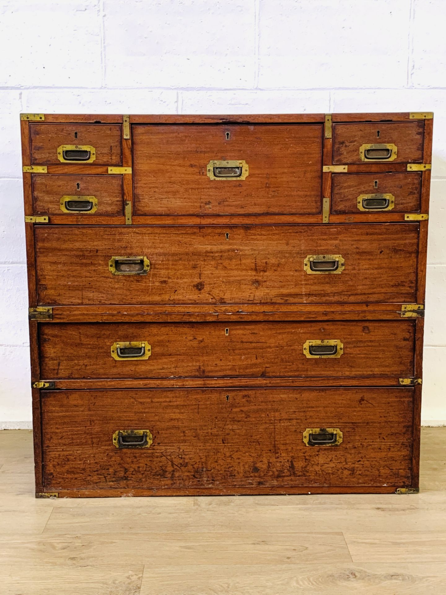 Mahogany campaign chest of drawers