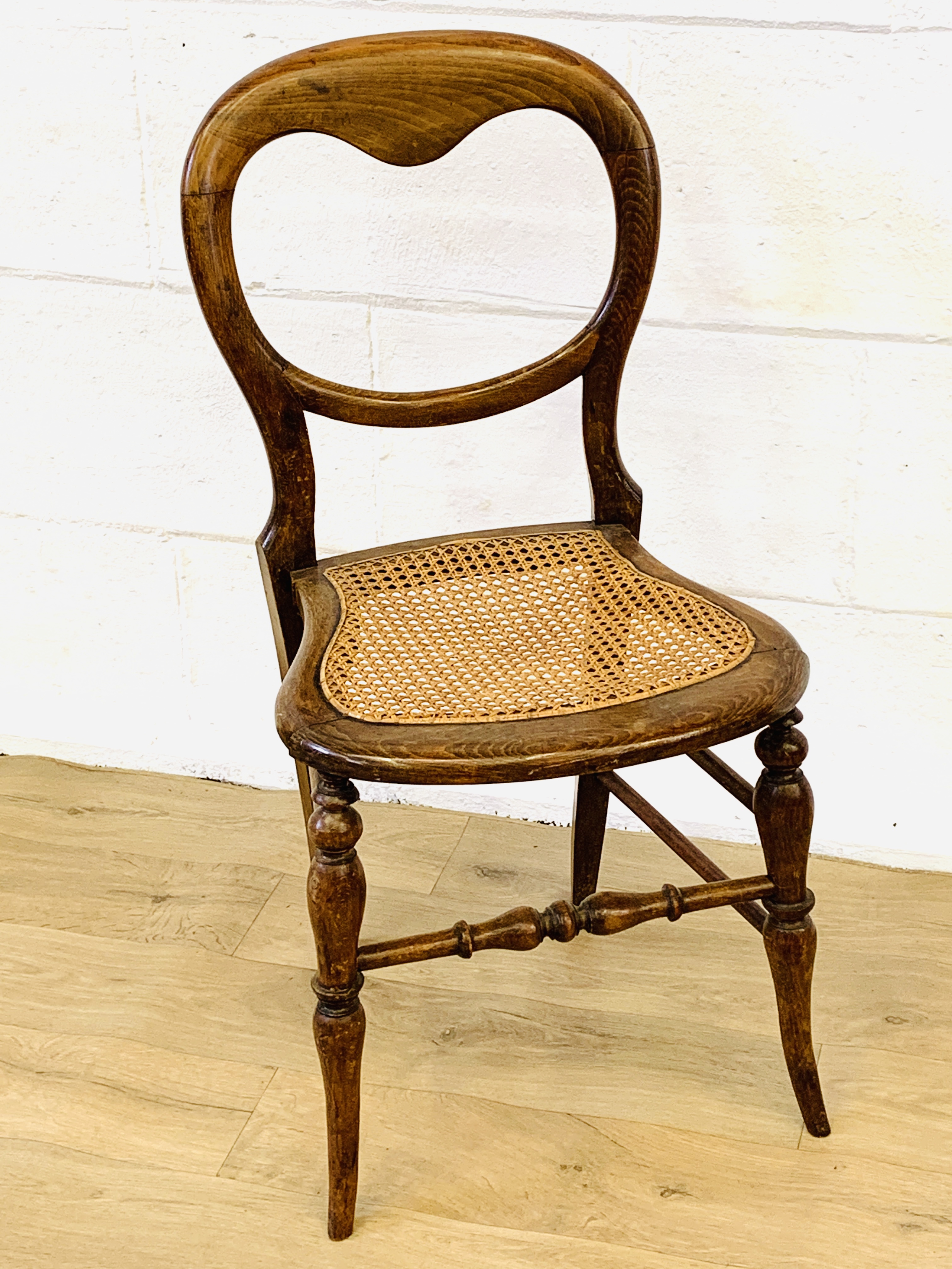 Mahogany balloon back dining chair with cane seat - Image 3 of 4