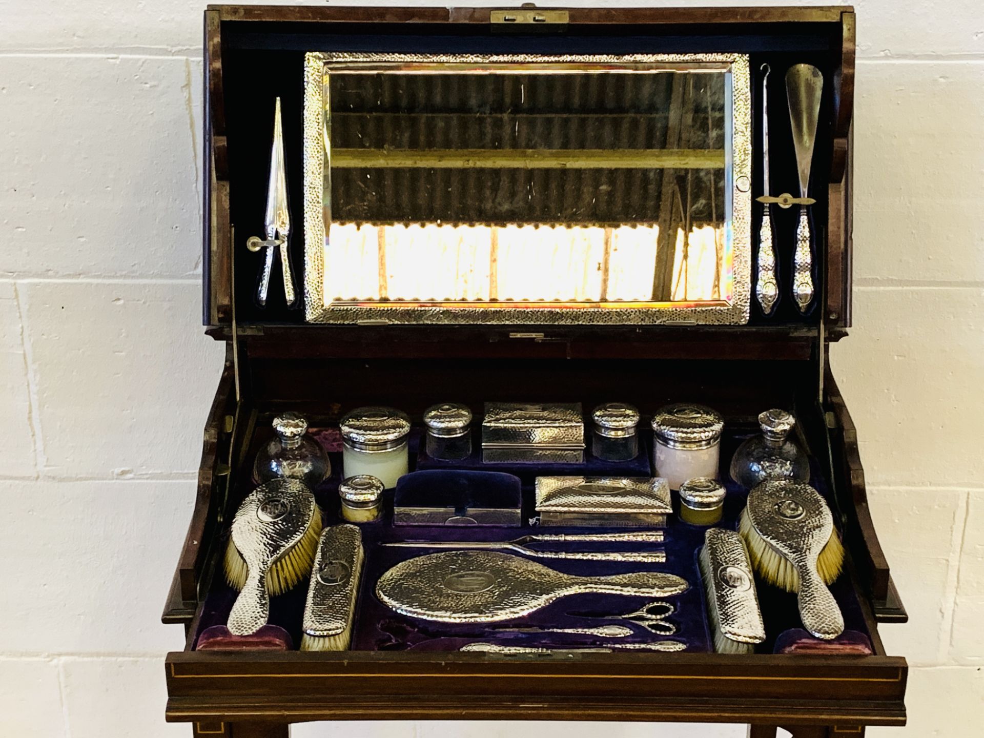 Edwardian mahogany fitted dressing table - Image 2 of 10