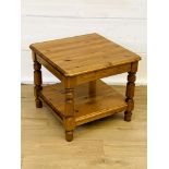 Pine side table with open undershelf