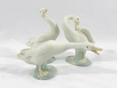 Three Lladro geese