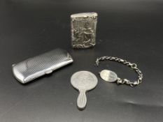 German 800 silver cigarette case engraved 1916 and other items