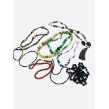 Nine various bead necklaces