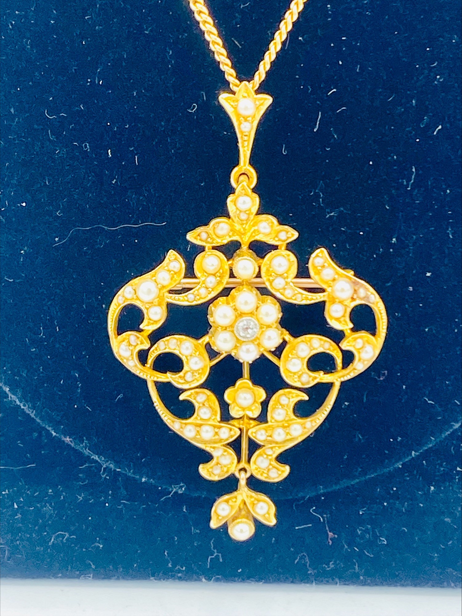 Edwardian 15ct gold lavalier necklace