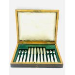 Canteen of Mappin & Webb silver and mother of pearl fruit knives and forks