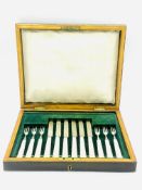 Canteen of Mappin & Webb silver and mother of pearl fruit knives and forks