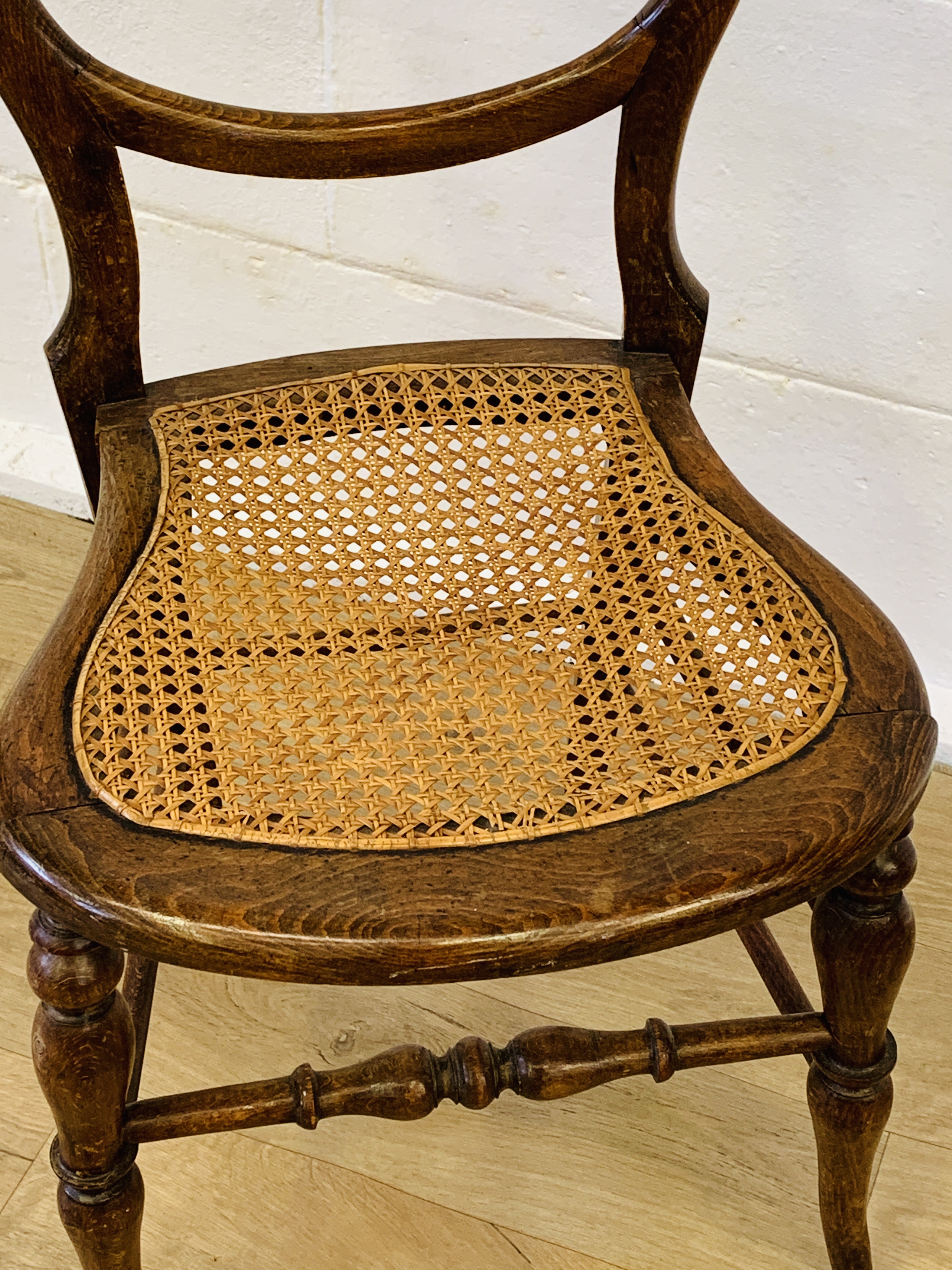 Mahogany balloon back dining chair with cane seat - Image 4 of 4