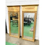 Pair of gilt coloured framed wall mirrors. This item carries VAT.