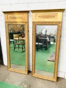 Pair of gilt coloured framed wall mirrors. This item carries VAT.