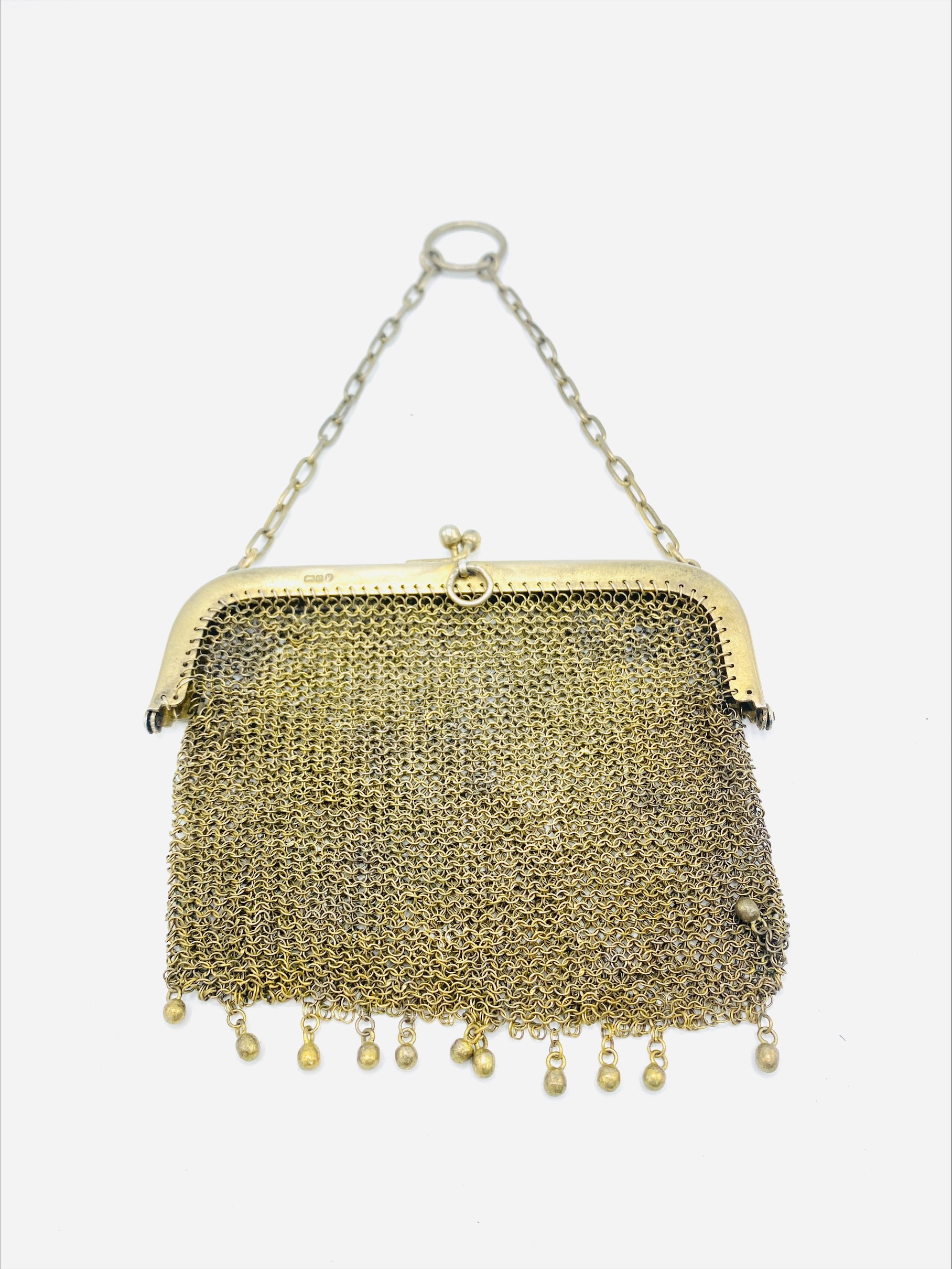 Silver gilt mesh evening bag hallmarked Birmingham 1904 - Image 3 of 8