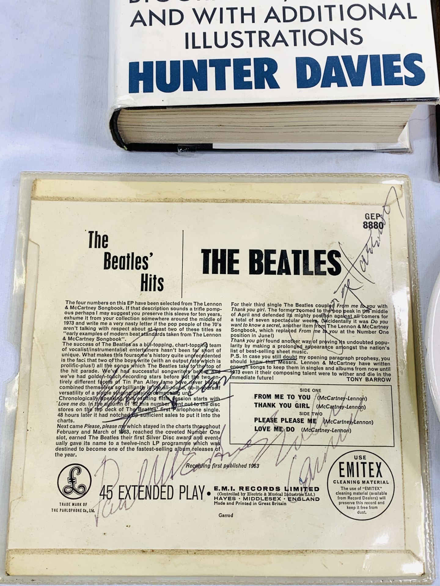 Beatles Hits EP, signed to reverse and a collection of Beatles memorabilia - Image 4 of 5