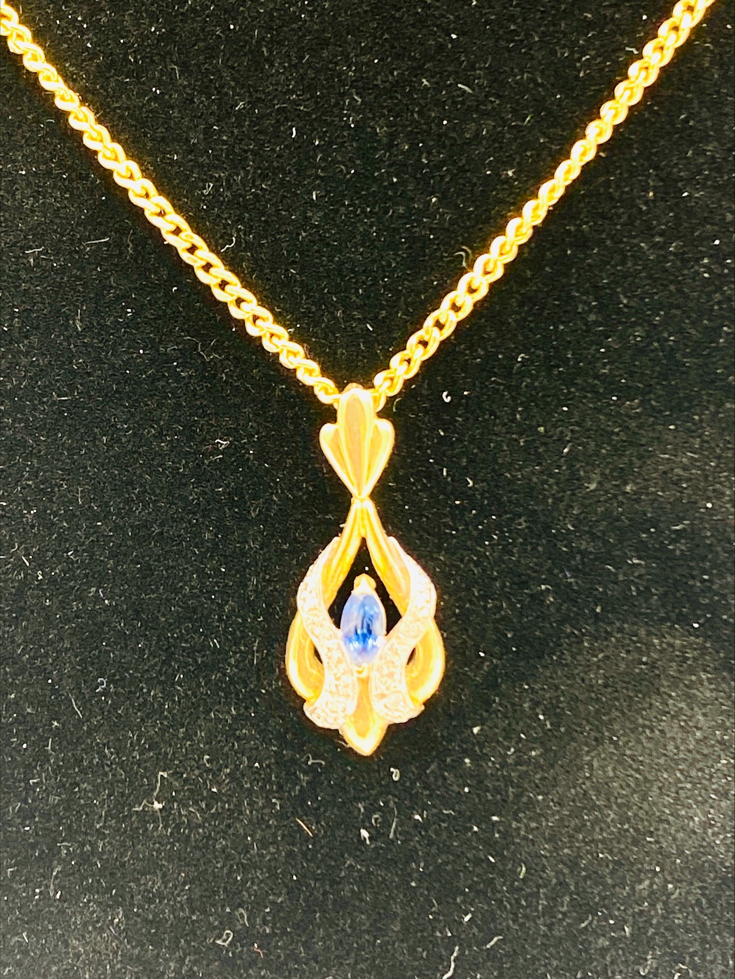 9ct gold sapphire and diamond earrings and matching pendant - Image 5 of 9