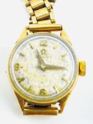 Omega 17 jewels wrist watch in 9ct gold case, with 9ct gold strap
