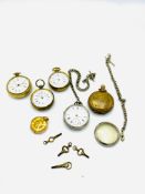 Collection of pocket watches, including gold and silver cased